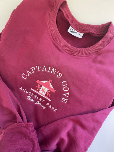 Embroidered Sweatshirt | 100% Cotton Handmade Sweater Jumper Design | Captain's Cove Amusement Park Embroidery